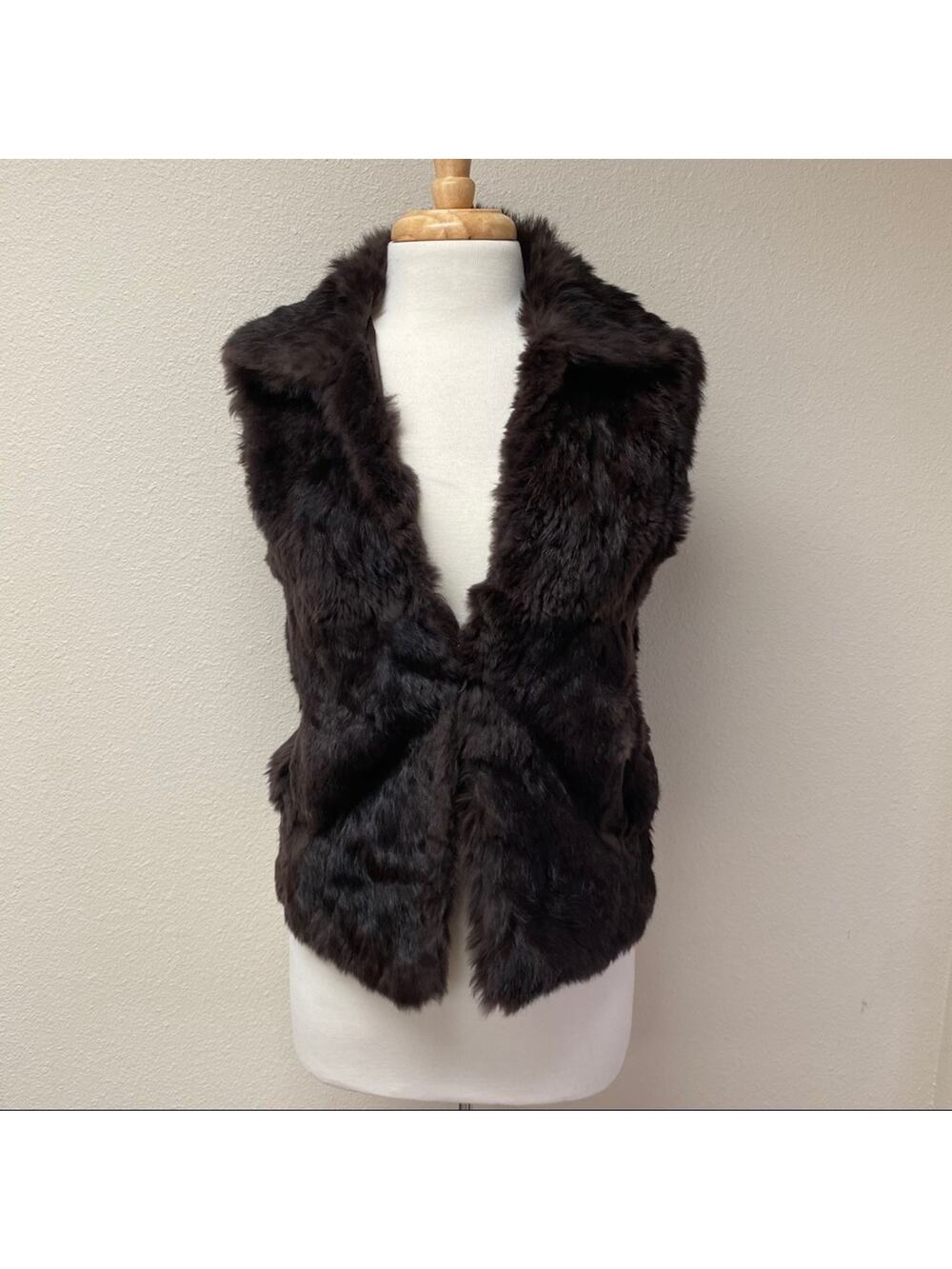 Adrienne Landau Rabbit Fur Vest in Brown Size S